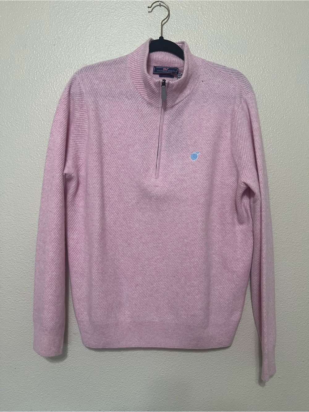 Vineyard Vines Women's Light Pink Half-Zip Sweater 100% Cashmere
